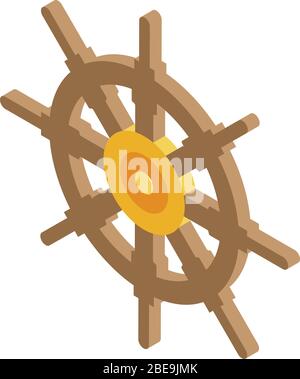 Cruise steering wheel icon, isometric style Stock Vector