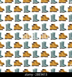 Rain boots seamless pattern design. Background with rain boots. Vector illustration Stock Vector