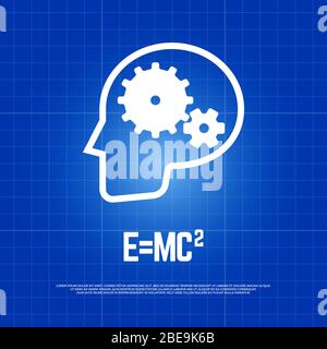 Physics poster with human head silhouette and physics formula. Vector illustration Stock Vector