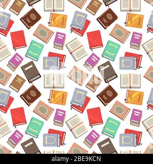 Colorful books seamless pattern - school books seamless texture. Color background with books, vector illustration Stock Vector