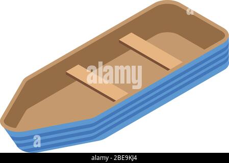 Wood boat icon, isometric style Stock Vector