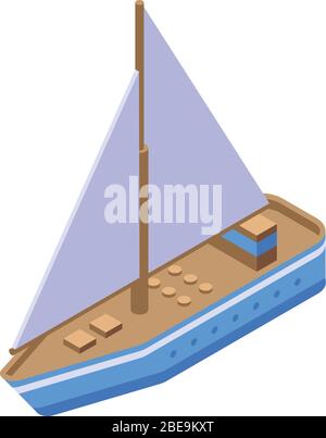 Sea yacht icon, isometric style Stock Vector