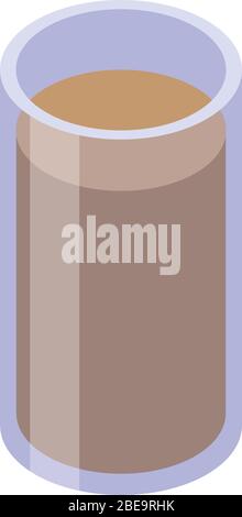 Latte glass icon, isometric style Stock Vector