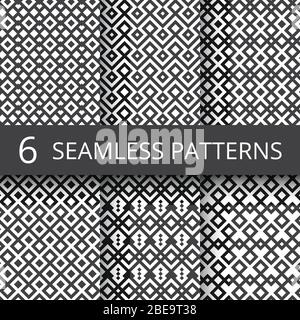 Arabic seamless ornamental vector patterns. Islam architecture endless decoration. Background pattern seamless in arabic geometric monochrome Stock Vector