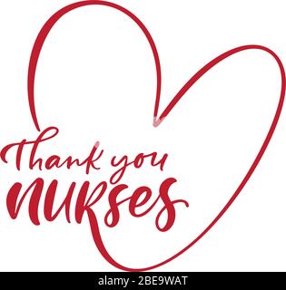 Thank you doctors and nurses turquoise lettering vector text and heart ...