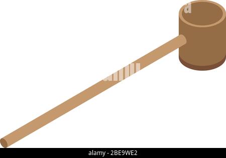 Wood tea ceremony spoon icon, isometric style Stock Vector