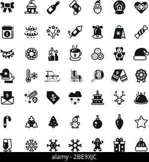 Christmas holiday vector symbols. Winter xmas silhouette black icons isolated. Christmas holiday black silhouette collection icons Stock Vector