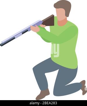 Shotgun shooter icon, isometric style Stock Vector