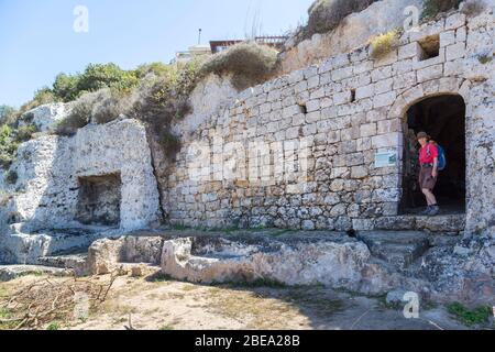 Roman baths, Banjijiet Rumani, discovered in 2000 having been converted into part of a farmhouse near Xemxija, Malta Stock Photo