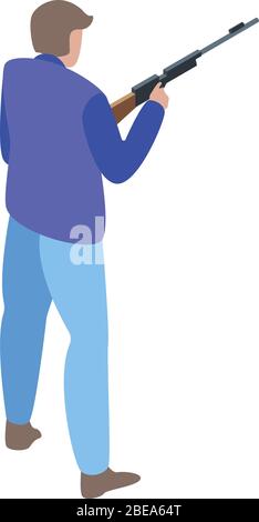 Man shooter icon, isometric style Stock Vector