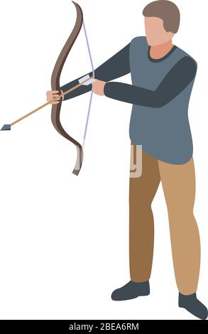 Arch bow shooter icon, isometric style Stock Vector
