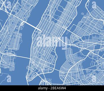 Aerial view USA New York city vector street map. City street aerial map new york illustration Stock Vector