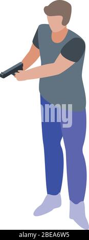 Pistol shooter icon, isometric style Stock Vector