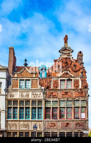 The Seven Works of Mercy house and the Flutist house in Kraanlei, Ghent, Flanders, Belgium Stock Photo