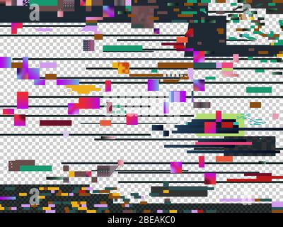 Vector glitch noise texture isolated. Glitched computer screen. Television signal decay noise, screen defect failure digital illustration Stock Vector