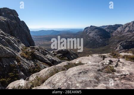 Beautiful mountain valley and granite rock formations of Andringitra national park Madagascar Stock Photo