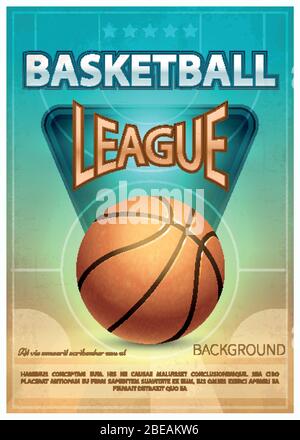 Basketball tournament sports vector poster. Basketball game poster illustration Stock Vector