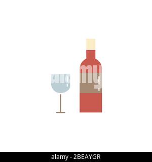 wine and wineglass flat easter religion icon isolated on a white background.Easter element design.Religion concept.Vector sign Stock Vector