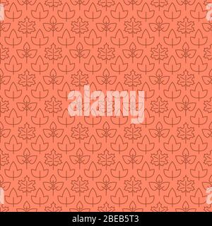 Thin line leaves seamles pattern design. Floral background, vector illustration Stock Vector