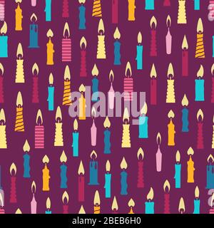 Colorful birthday candles seamless pattern. Celebration happy background, vector illustration Stock Vector