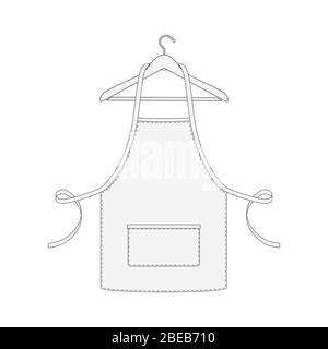 Kitchen apron for chef on hanger isolated on white background. Vector illustration Stock Vector