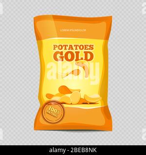 Crisp potato chips snacks isolated on transparent background. Vector illustration Stock Vector