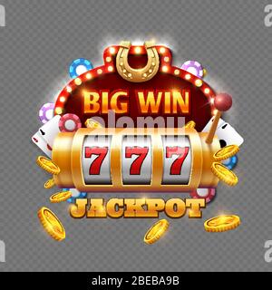 Big win lottery casino isolated on transparent background. Vector big win in machine slot, gambling game illustration Stock Vector