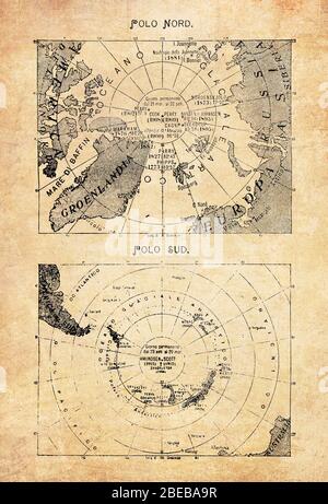 Mapa antigo de gerard mercator 1633 o pólo norte está no centro