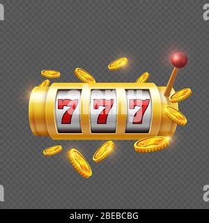 Winner gambling with slot machine isolated on transparent background. Vector illustration Stock Vector