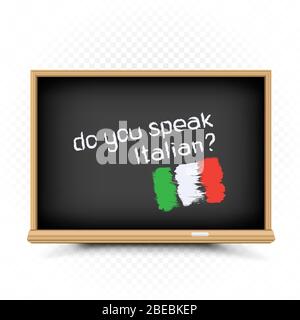 Italian lessons sign draw on school chalkboard Stock Vector