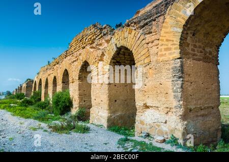 Ruins of a roman aqueduct. Stock Photo