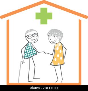 illustration of a care home for the elderly Stock Vector