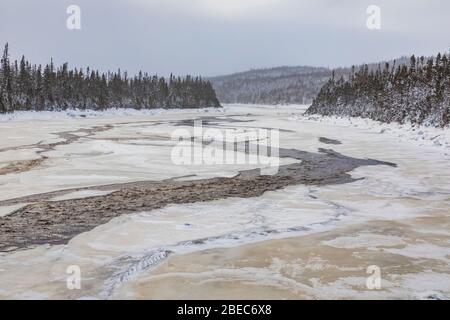 Grandy's Brook in February along the Burgeo Highway, Route 480, in Newfoundland, Canada Stock Photo