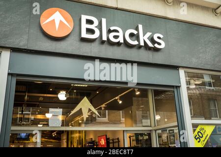 LONDON- MARCH, 2019: Blacks Outdoor Retail, a British outdoor and camping retailer Stock Photo