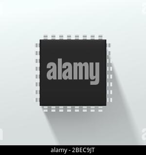 black micro chip on white Stock Vector