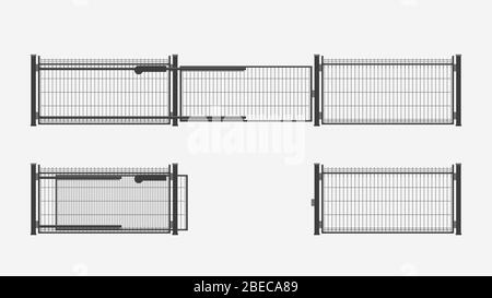 modern automatic metal gates set Stock Vector