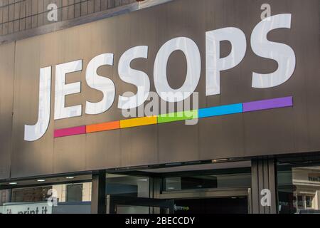 LONDON- NOVEMBER, 2018: Jessops store exterior signage on Oxford Street. A British retail photographic company Stock Photo