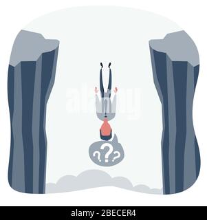 Businessman falls into the abyss, crisis, bankruptcy. Stock Vector