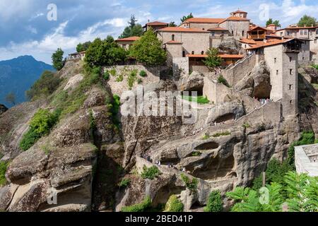 Meteora, wellknown rock formation in Central Greece, complex of Eastern Orthodox monasteries, UNESCO World heritage site, Balkans, Greece Stock Photo