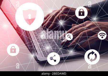 Cyber security and data privacy protection. Collage Stock Photo