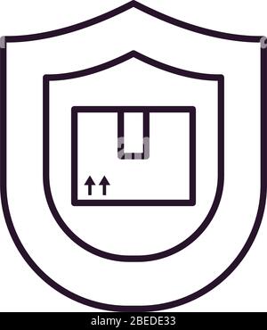 fast delivery concept, shield with box icon over white background, flat ...