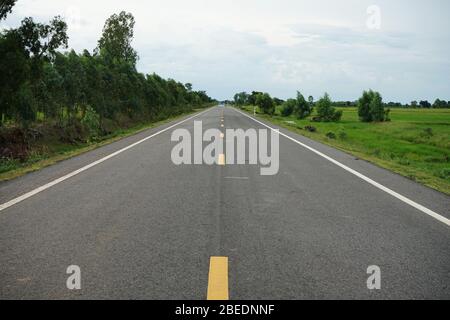 Asphaltic concrete road in Thailand Stock Photo