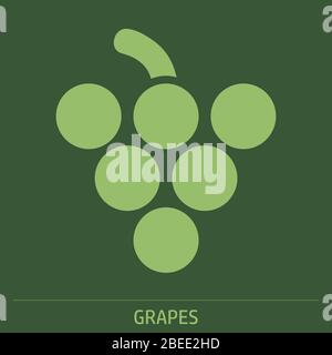 Green Grapes colorful icon illustration with label Stock Vector