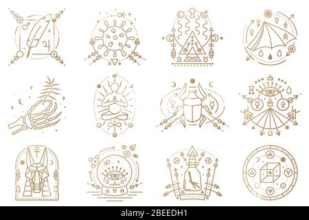 Sacred Geometry and Boo Symbol Set. Ayurveda Sign of Harmony and Balance.  Tattoo Design, Yoga Logo Stock Vector - Illustration of flower, kundalini:  170221733