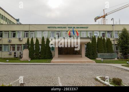 Cluj Napoca, Romania ; April 13, 2020 - The Oncology Institute 'Prof. Dr. Ion Chiricuţă', IOCN ; coronavirus, covid-19, pandemic outbraak Local Stock Photo