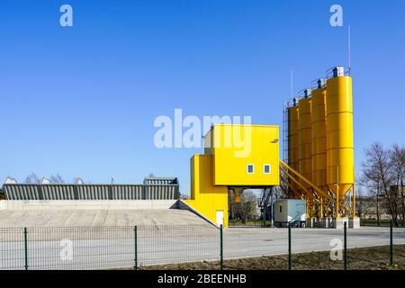 ready new modern stationary concrete batching plant Stock Photo