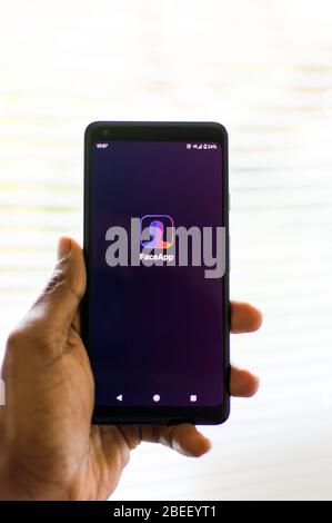 FaceApp on a phone Stock Photo