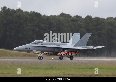 Spanish Air Force McDonnell Douglas EF-18 Hornet at NATO Tiger Meet 2019 at French Air Force Mont de Marsan BA118 base Stock Photo