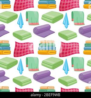 Cartoon colorful towels seamless pattern. Vector fabric textile towel, vector illustration Stock Vector