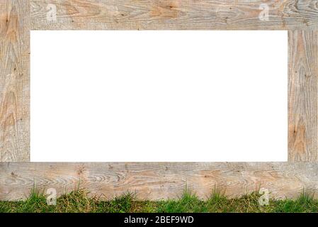 A frame made of real wooden boards with copy space inside. Stock Photo